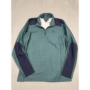 Ariat Men's Pullover Shirt Blue Green Stripes 1/4‎ Zip Blue Quilted Large L